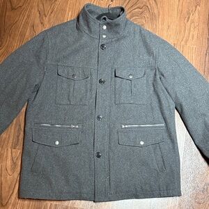 MICHAEL KORS Mens Dark Gray Wool Coat Jacket - Quilted Lining XXL